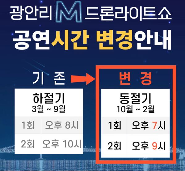 광안리 M 드론 라이트쇼 공연시간