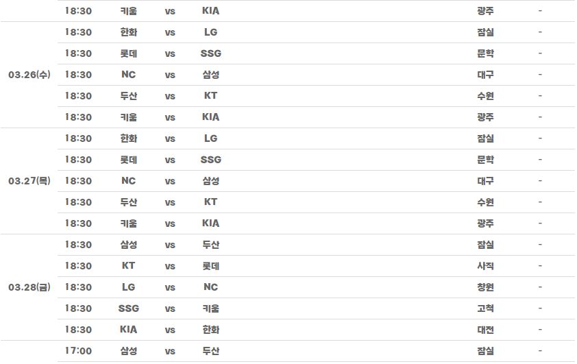 KBO 2025 경기 일정